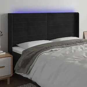Comparateur de prix : vidaXL Tête de lit à LED Noir 183x16x118/128 cm Velours