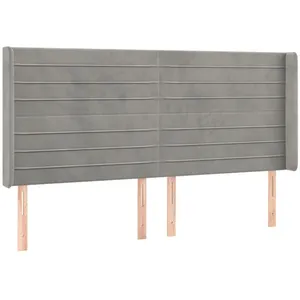 vidaXL Tête de lit à LED Gris clair 163x16x118/128 cm Velours pas cher
