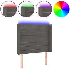 vidaXL Tête de lit à LED Gris foncé 147x16x118/128 cm Velours pas cher