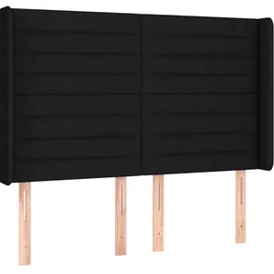 vidaXL Tête de lit à LED Noir 147x16x118/128 cm Tissu pas cher