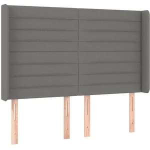 vidaXL Tête de lit à LED Gris foncé 147x16x118/128 cm Tissu pas cher