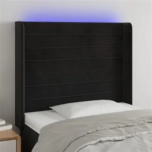 vidaXL Tête de lit à LED Noir 93x16x118/128 cm Velours pas cher
