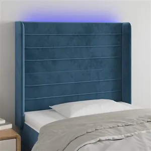 vidaXL Tête de lit à LED Bleu foncé 103x16x118/128 cm Velours pas cher