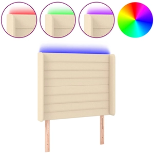 vidaXL Tête de lit à LED Crème 163x16x118/128 cm Tissu pas cher