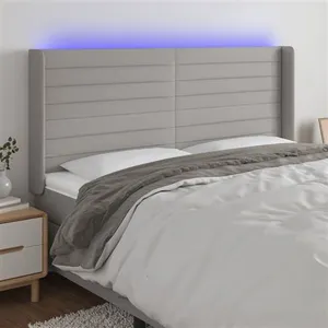 vidaXL Tête de lit à LED Gris clair 183x16x118/128 cm Tissu pas cher