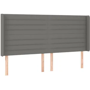 vidaXL Tête de lit à LED Gris foncé 183x16x118/128 cm Tissu pas cher