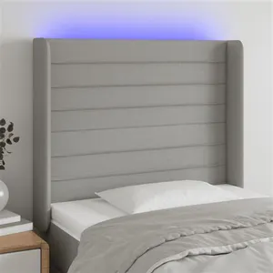 vidaXL Tête de lit à LED Gris clair 93x16x118/128 cm Tissu pas cher