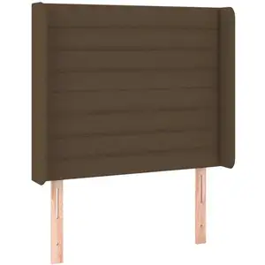vidaXL Tête de lit à LED Marron foncé 93x16x118/128 cm Tissu pas cher