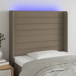 vidaXL Tête de lit à LED Taupe 83x16x118/128 cm Tissu pas cher