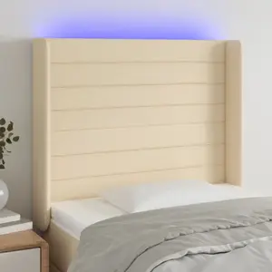vidaXL Tête de lit à LED Crème 83x16x118/128 cm Tissu pas cher