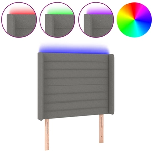 vidaXL Tête de lit à LED Gris foncé 203x16x118/128 cm Tissu pas cher