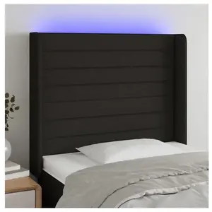vidaXL Tête de lit à LED Noir 83x16x118/128 cm Tissu pas cher