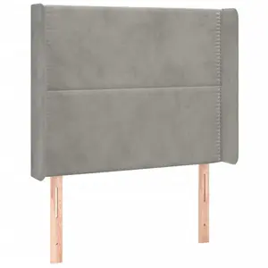 vidaXL Tête de lit à LED Gris clair 103x16x118/128 cm Velours pas cher