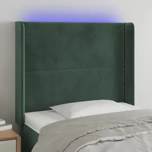 vidaXL Tête de lit à LED Vert foncé 103x16x118/128 cm Velours pas cher