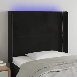 vidaXL Tête de lit à LED Noir 93x16x118/128 cm Velours pas cher