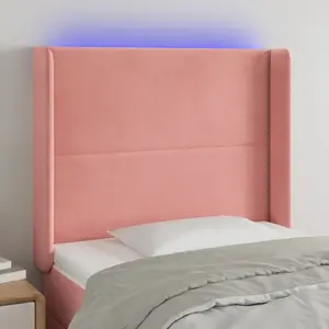 vidaXL Tête de lit à LED Rose 103x16x118/128 cm Velours pas cher