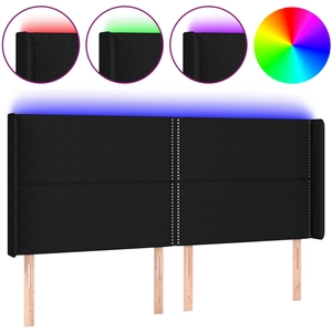 vidaXL Tête de lit à LED Noir 183x16x118/128 cm Tissu pas cher
