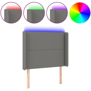 vidaXL Tête de lit à LED Gris foncé 93x16x118/128 cm Tissu pas cher