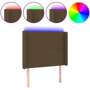 vidaXL Tête de lit à LED Marron foncé 103x16x118/128 cm Tissu pas cher