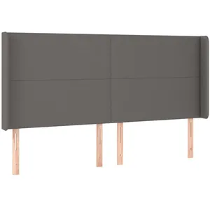vidaXL Tête de lit à LED Gris 163x16x118/128 cm Similicuir pas cher