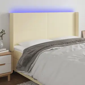 Comparateur de prix : vidaXL Tête de lit à LED Crème 183x16x118/128 cm Similicuir
