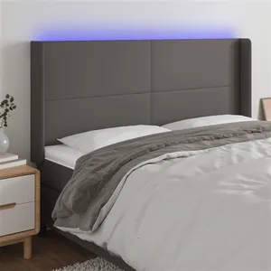 vidaXL Tête de lit à LED Gris 183x16x118/128 cm Similicuir pas cher