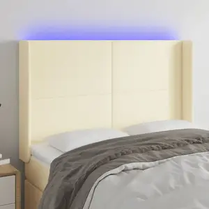 vidaXL Tête de lit à LED Crème 147x16x118/128 cm Similicuir pas cher