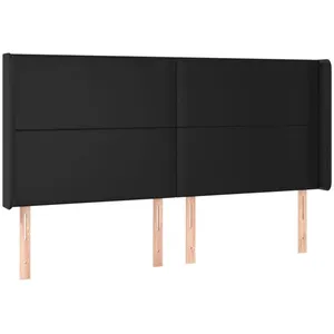 vidaXL Tête de lit à LED Noir 163x16x118/128 cm Similicuir pas cher