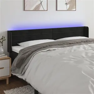 vidaXL Tête de lit à LED Noir 203x16x78/88 cm Velours pas cher