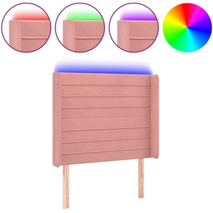 vidaXL Tête de lit à LED Rose 93x16x78/88 cm Velours pas cher