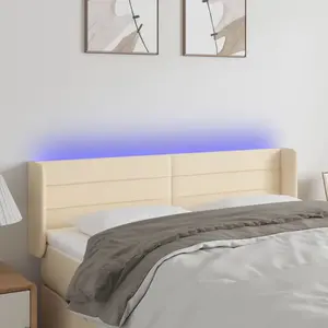 vidaXL Tête de lit à LED Crème 147x16x78/88 cm Tissu pas cher