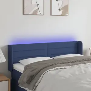 vidaXL Tête de lit à LED Bleu 147x16x78/88 cm Tissu pas cher