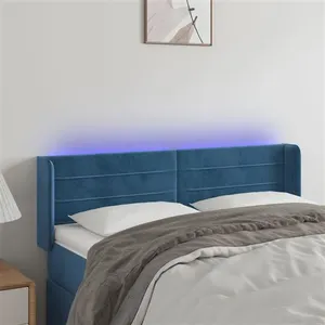 vidaXL Tête de lit à LED Bleu foncé 147x16x78/88 cm Velours pas cher