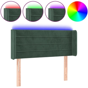 vidaXL Tête de lit à LED Vert foncé 147x16x78/88 cm Velours pas cher