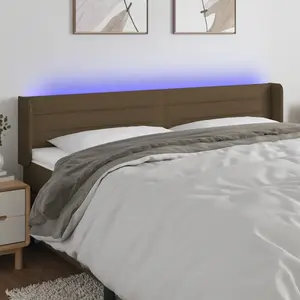 vidaXL Tête de lit à LED Marron foncé 203x16x78/88 cm Tissu pas cher