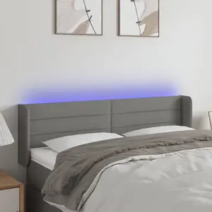 vidaXL Tête de lit à LED Gris foncé 147x16x78/88 cm Tissu pas cher