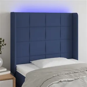 vidaXL Tête de lit à LED Bleu 103x16x118/128 cm Tissu pas cher