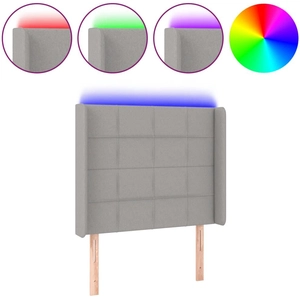 vidaXL Tête de lit à LED Gris clair 83x16x118/128 cm Tissu pas cher