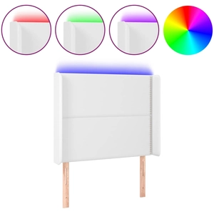 vidaXL Tête de lit à LED Blanc 103x16x118/128 cm Similicuir pas cher