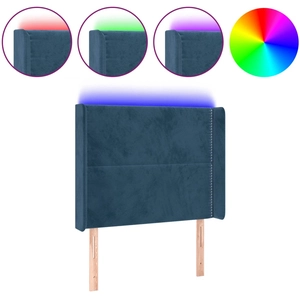 vidaXL Tête de lit à LED Bleu foncé 203x16x118/128 cm Velours pas cher