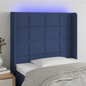 vidaXL Tête de lit à LED Bleu 83x16x118/128 cm Tissu pas cher