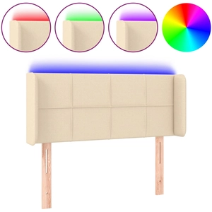 vidaXL Tête de lit à LED Crème 83x16x118/128 cm Tissu pas cher