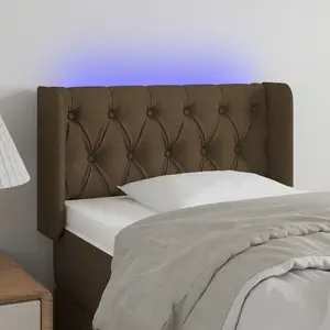 vidaXL Tête de lit à LED Marron foncé 83x16x78/88 cm Tissu pas cher