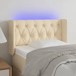 vidaXL Tête de lit à LED Crème 83x16x78/88 cm Tissu pas cher