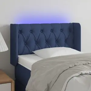 vidaXL Tête de lit à LED Bleu 83x16x78/88 cm Tissu pas cher
