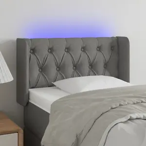 vidaXL Tête de lit à LED Gris foncé 83x16x78/88 cm Tissu pas cher