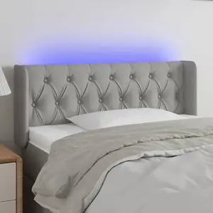 vidaXL Tête de lit à LED Gris clair 93x16x78/88 cm Tissu pas cher