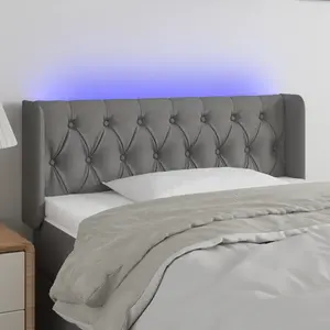 vidaXL Tête de lit à LED Gris foncé 93x16x78/88 cm Tissu pas cher