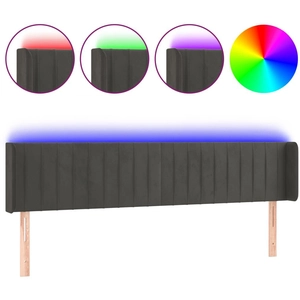 vidaXL Tête de lit à LED Gris foncé 203x16x78/88 cm Velours pas cher