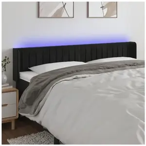 vidaXL Tête de lit à LED Noir 183x16x78/88 cm Velours pas cher